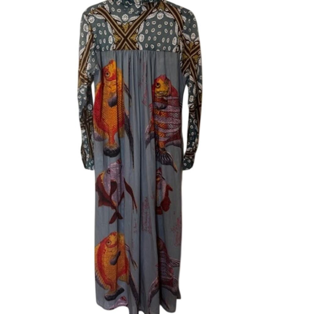 Aratta Flying Fisher Maxi Duster Button Down Side Pockets Colorful M - Picture 4 of 10